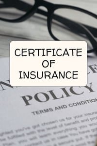 Certificate of insurance for Texas business contracts leases and job sites